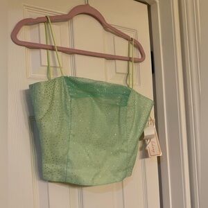 Dave & Johnny NWT Lace Up Back (no String) Y2K Green/blue Top Size 9/10